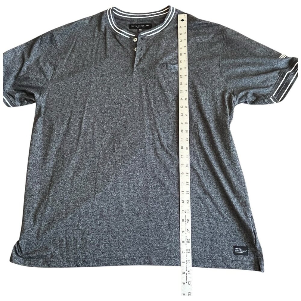 Truth Substance Common Sense Pullover Shirt 3 Button Heather Grey Pocket 3XL - Picture 7 of 9